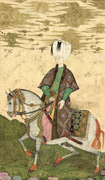 Equestrian portrait of Sultan Osman II (1603-22) 1618 by Nakshi